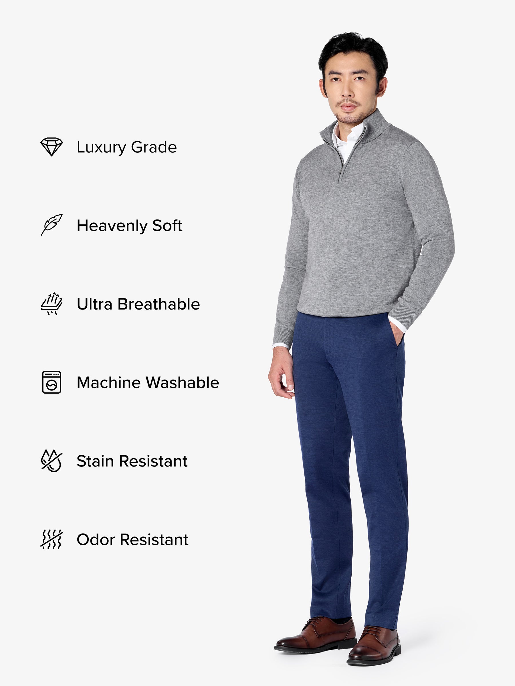 xSweater Merino Half-Zip - Light Grey