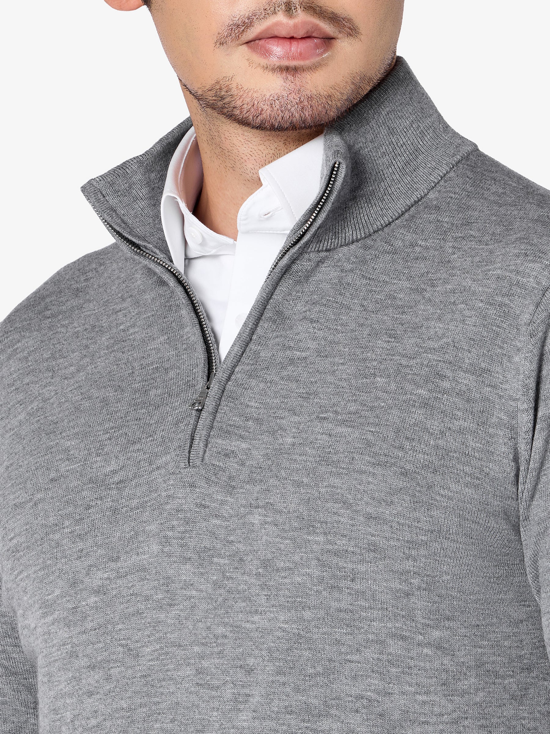 xSweater Merino Half-Zip - Light Grey
