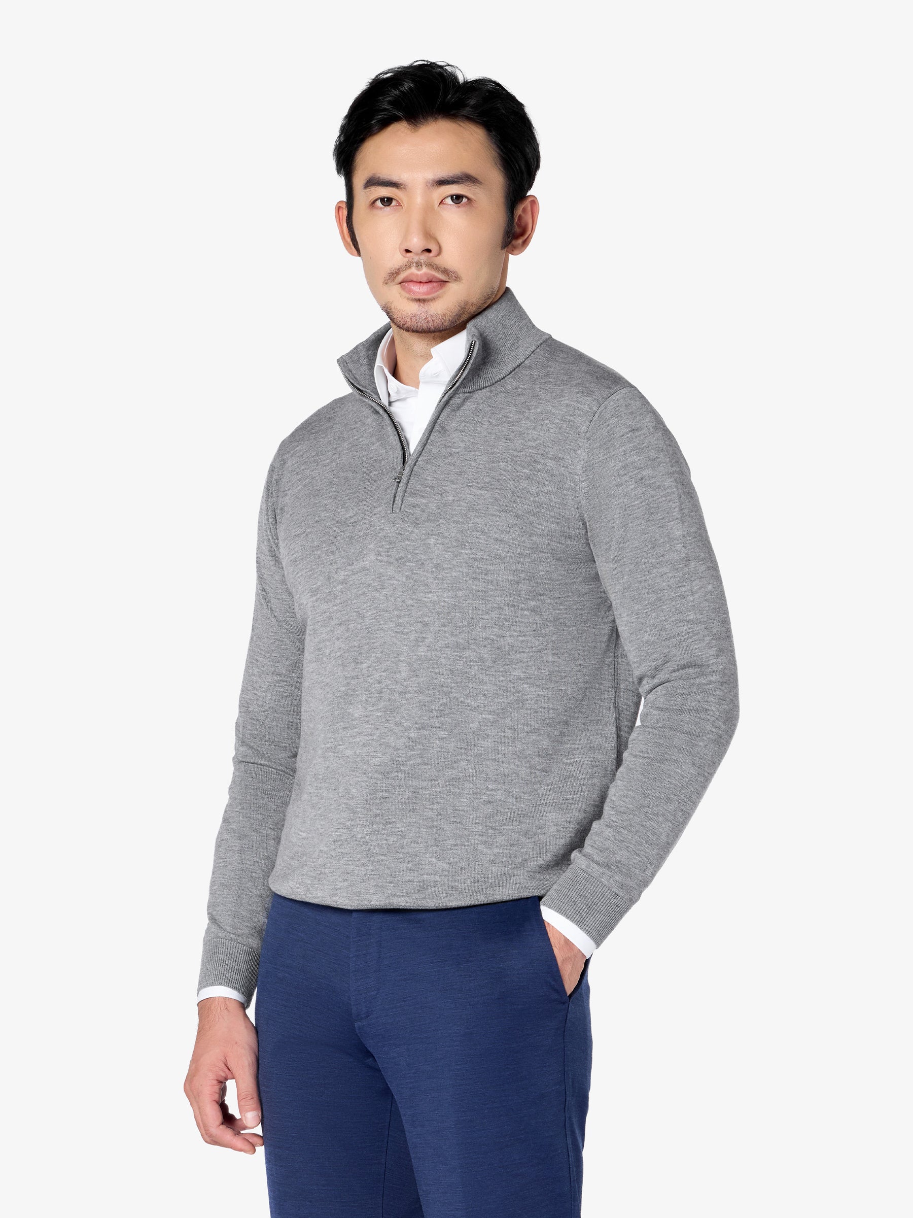 xSweater Merino Half-Zip - Light Grey