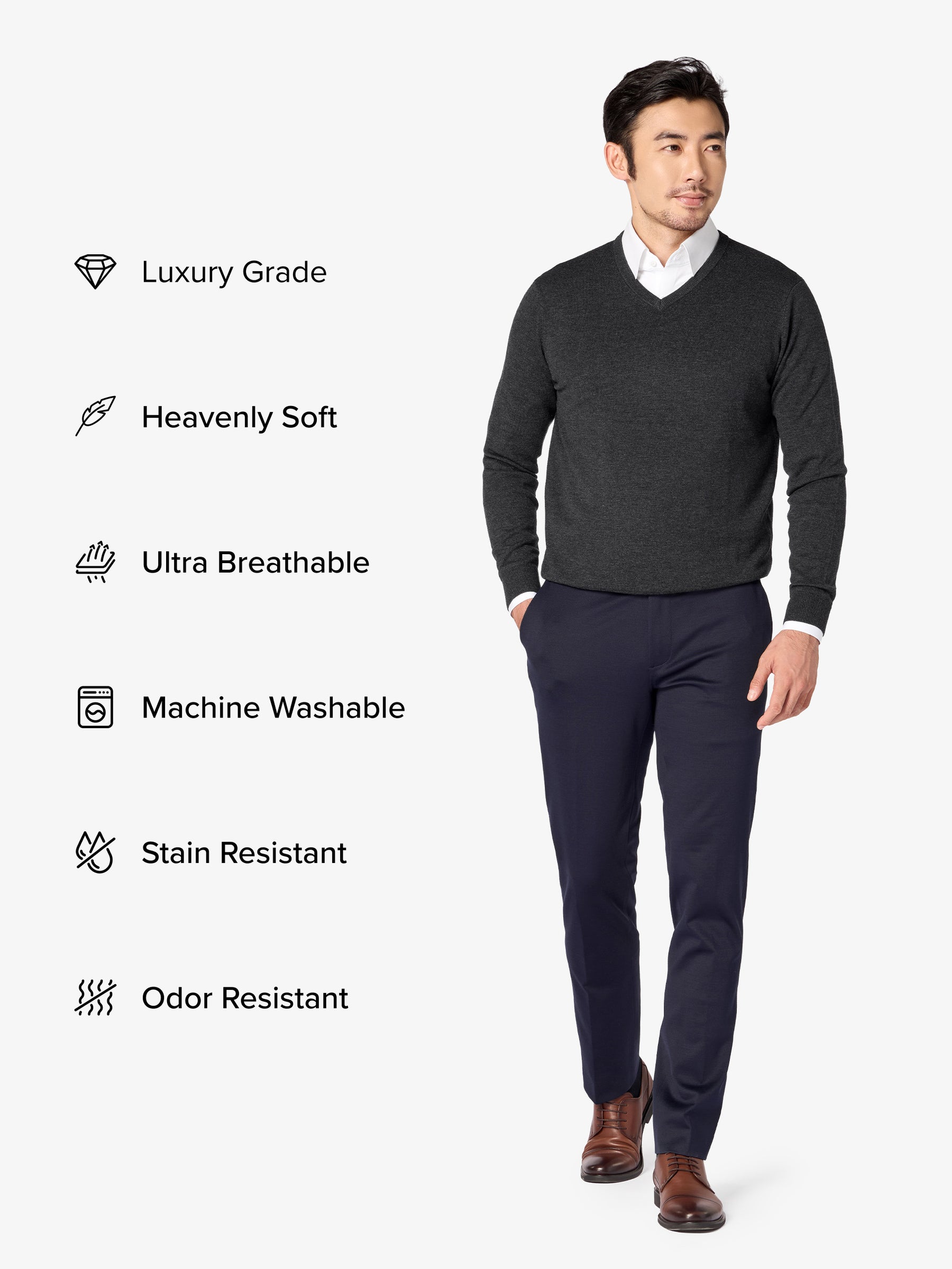 xSweater Merino V-Neck - Charcoal