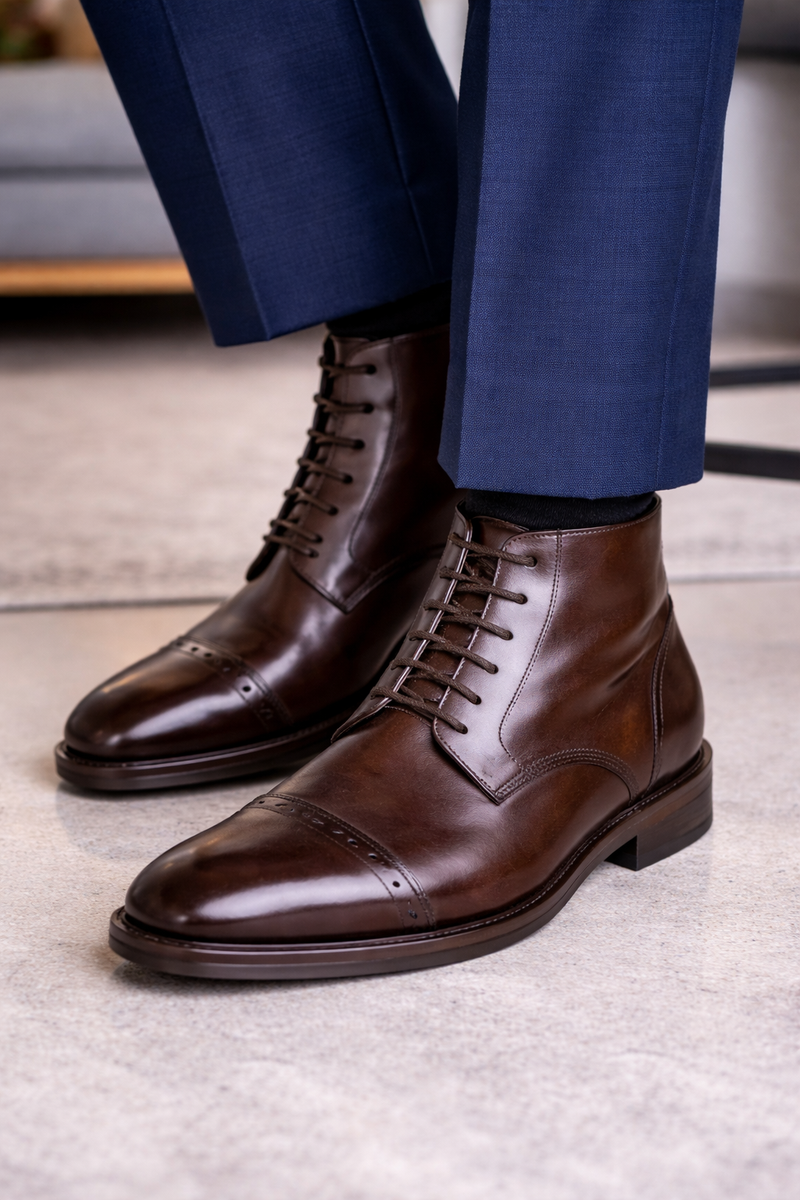 brown dress shoes boots Can You Wear With A Suit Honestly theres a specific GeneralColour: Brown FERUCCI Men Black Leather Size:4-Large