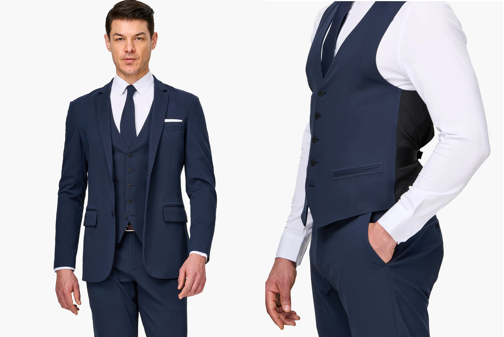 Buy MY'S Men's 3 Piece Suit Blazer Slim Fit One Button Notch Lapel Dress  Business Wedding Party Jacket Vest Pants & Tie Set Light Grey at Amazon.in