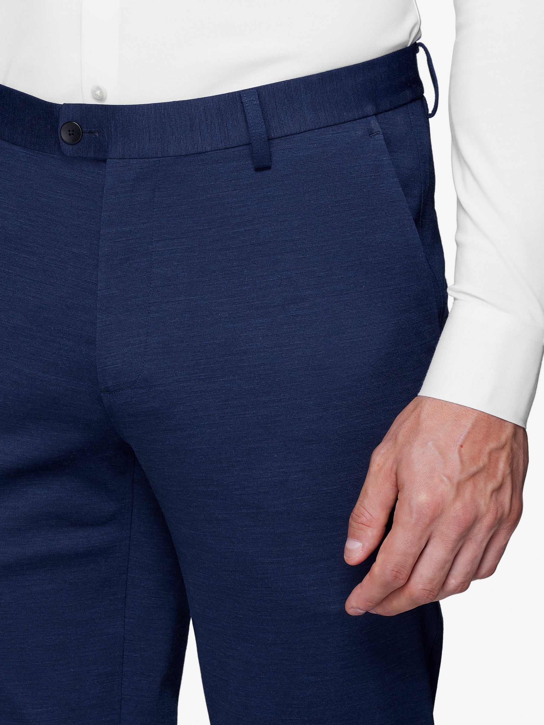 Indigo Mid Blue Pure Linen Highland Trousers – StudioSuits