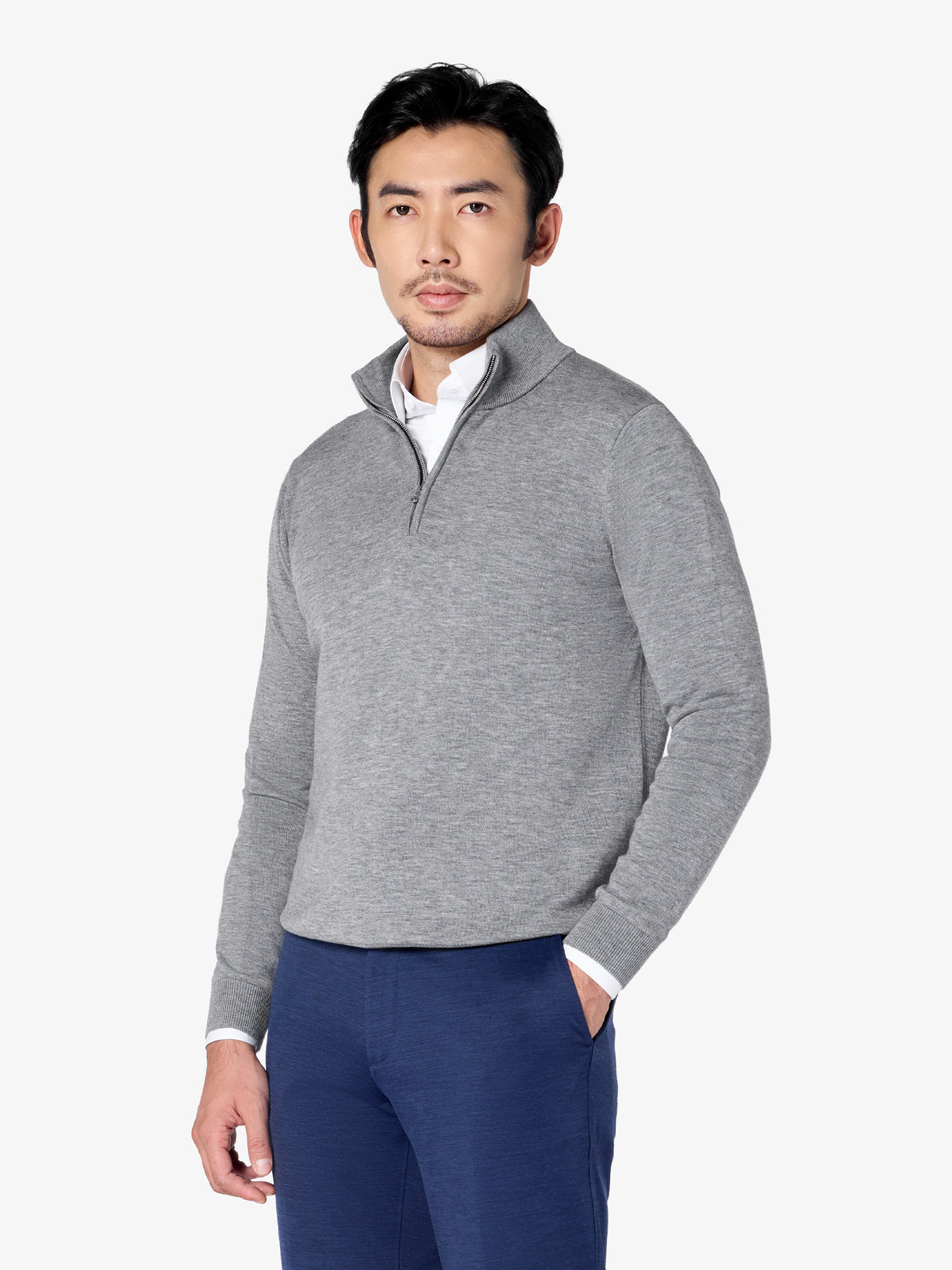 xSweater Merino Half-Zip - Light Grey