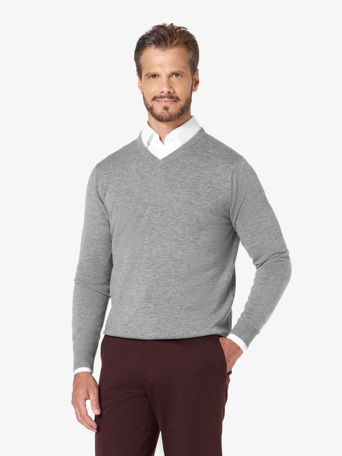xSweater Merino V-Neck - Light Grey
