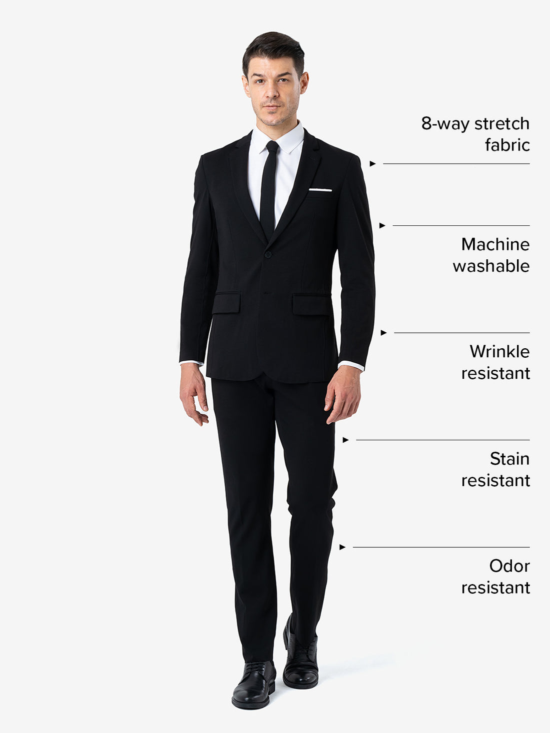 xSuit 4.0 Black | Performance Stretch & Machine Washable Men's Suit