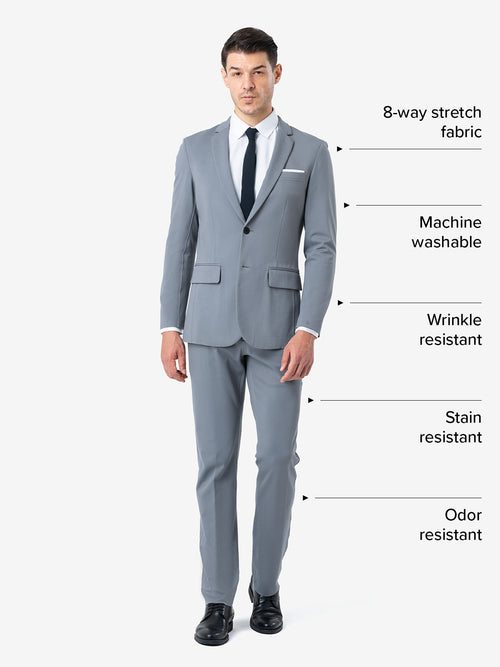 xSuit 4.0 Light Grey | Super Stretch & Machine Washable Men's Suit