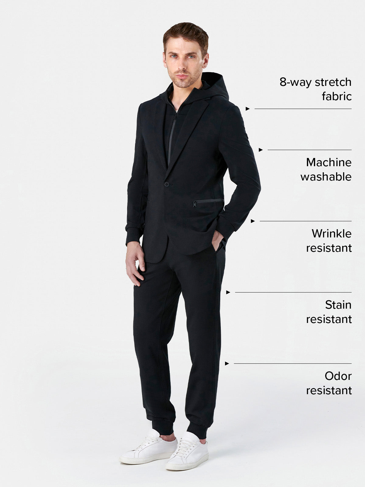xJacket Sport  Flexible Detachable Hood Suit Jacket Blazer